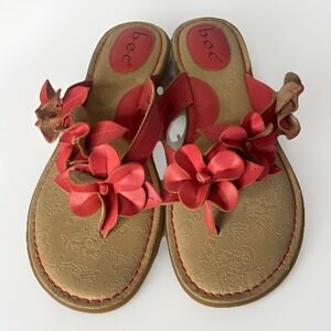 BOC Womens Sandals Size 9 Faux Leather Pink Floral Petal Thong Flip Flops Beach